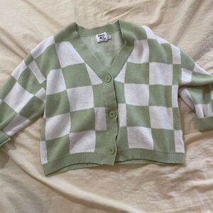 Princess Polly Green and White Checkered Button Down Shirt